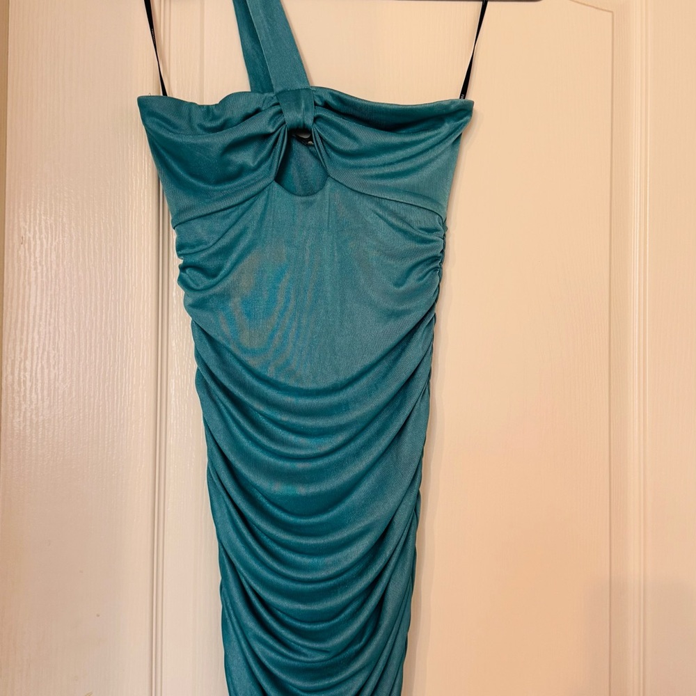 Forever 21 Teal One Shoulder Dress